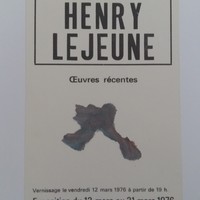 Affiche pour l'exposition Henry Lejeune, à la Galerie Volcan (Charleroi), du 13 au 31 mars 1976